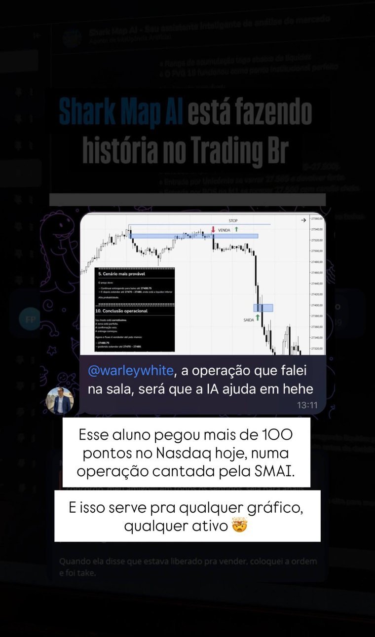 Relato completo de aluno compartilhado por Warley Dias sobre operação no Nasdaq